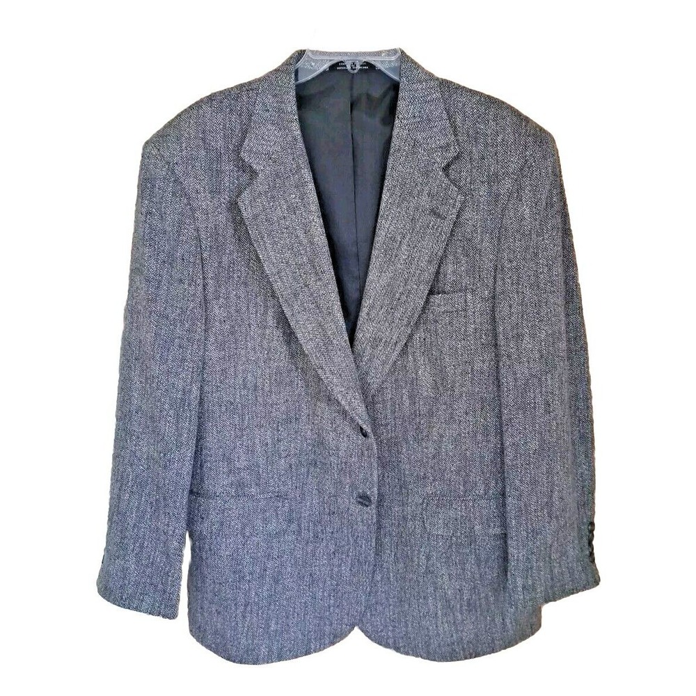 Towncraft Blazer Men's 44R Gray Herringbone Tweed Polyester Wool Silk Blend Coat
